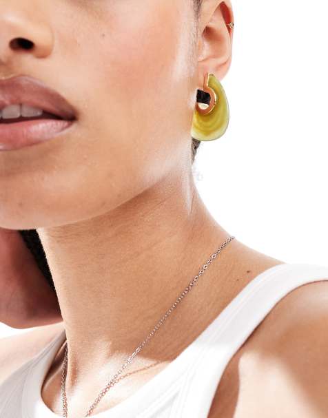Accessorize - Sophie - Lysegrønne chunky hoop-øreringe i resin - view 1