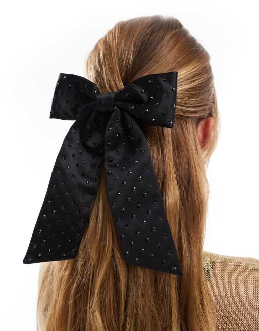 Accessorize - Sort hårsløjfe med rhinstensdetaljer