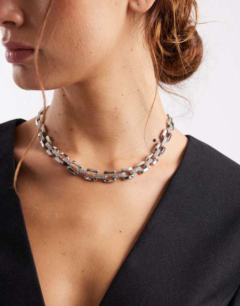 Accessorize sparkle chain necklace in silver - view 1