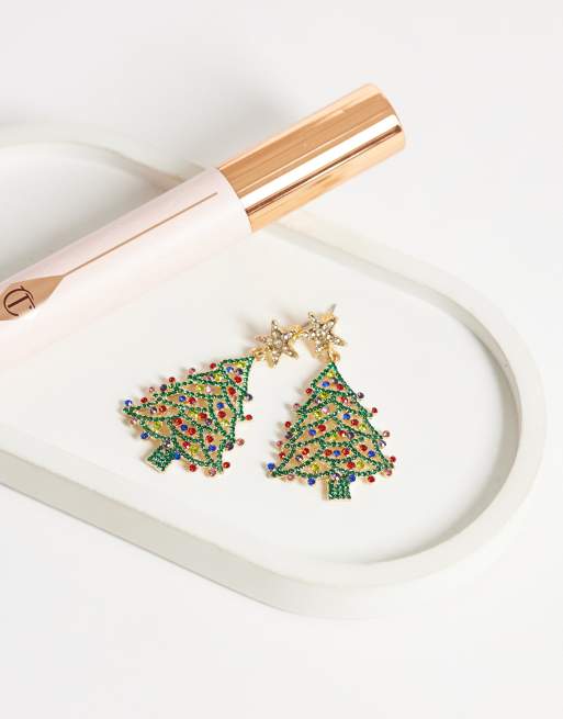 Accessorize sparkle christmas tree earrings in green, 2 of 5