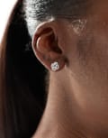 [Accessorize] Accessorize sparkle clover stud earrings in plated stainless steel-Silver No Size SILVER