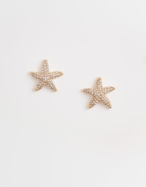 Accessorize sparkle starfish stud earrings in gold - view 1