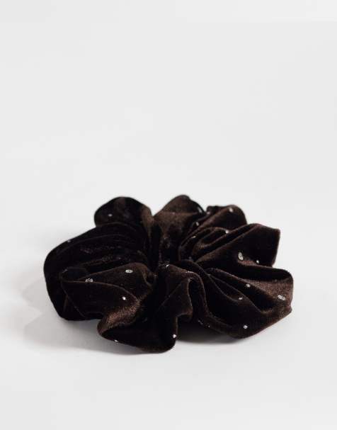 Accessorize sparkle velvet scrunchie in choc brown - view 1