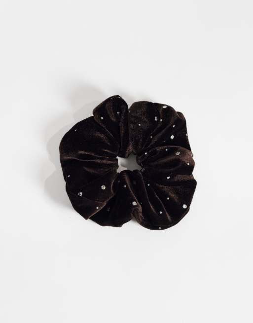 Accessorize sparkle velvet scrunchie in choc brown, 3 of 3