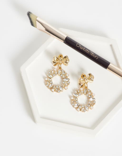 Accessorize sparkle wreath drop earrings in gold, 2 of 4