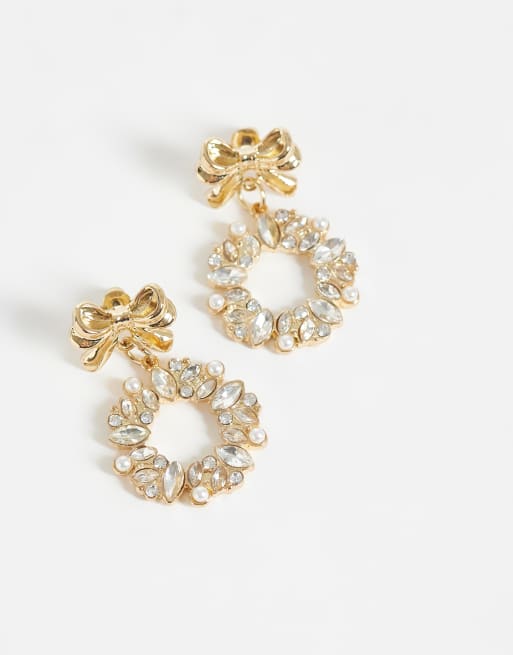 Accessorize sparkle wreath drop earrings in gold, 3 of 4