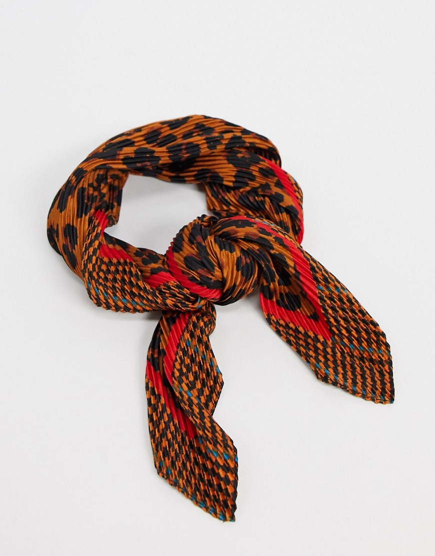 Accessorize square hair scarf in leopard print-Multi