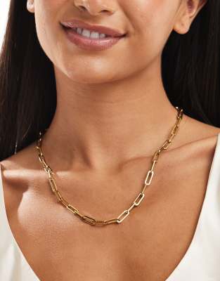 Accessorize Accessorize stainless steel gold plated chunky chain necklace in gold