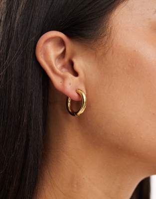 Accessorize Accessorize stainless steel gold plated chunky hoops in gold