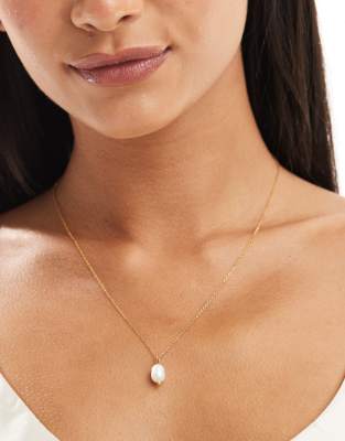 Accessorize Accessorize stainless steel gold plated pearl pendant in gold