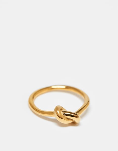 Accessorize stainless steel knot ring in 14ct gold-plated - view 1