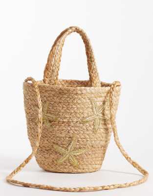 startfish raffia handheld shoulder bag in beige-Neutral