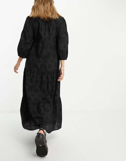 Accessorize statement embroidered beach maxi summer dress in black | ASOS