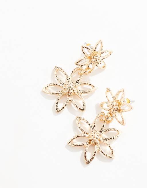 Accessorize statement flower drop earrings in gold, 2 of 4
