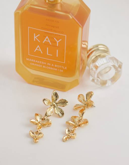 Accessorize statement flower drop earrings in gold, 2 of 4