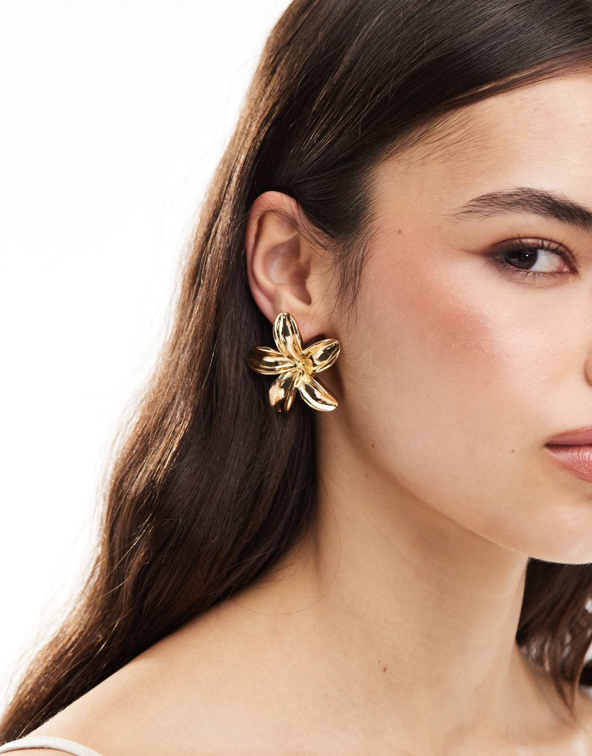 Accessorize statement lotus flower earrings in gold