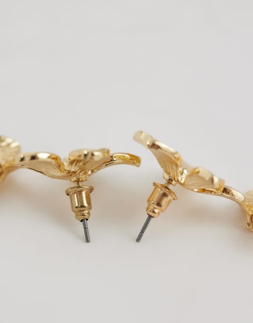 Accessorize - Statement oorhangers met bloemen in goud, 4 van 4
