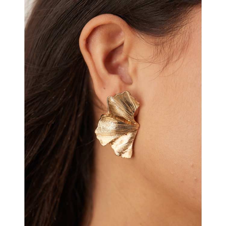 Accessorize statement petal drop earrings in gold ASOS