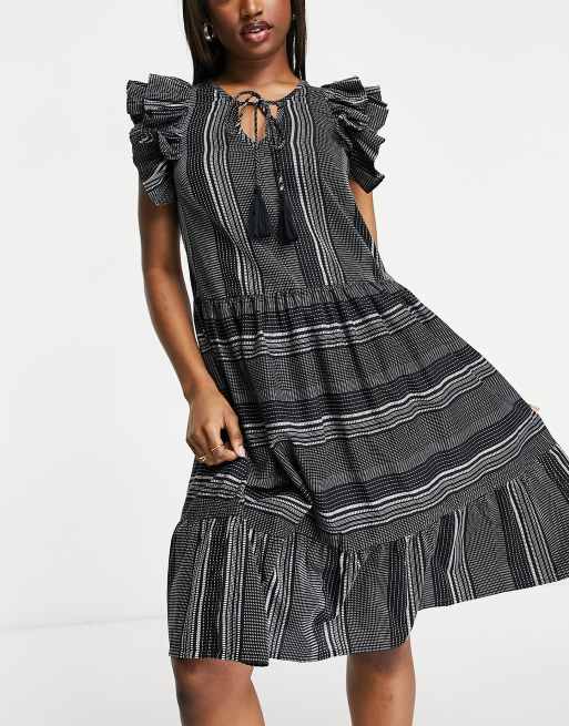 Accessorize statement shoulder beach summer dress in black ASOS