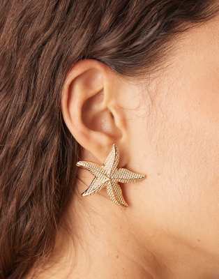 Accessorize Accessorize statement starfish stud earrings in gold