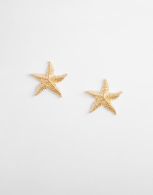 Accessorize Accessorize statement starfish stud earrings in gold