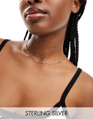 Accessorize Accessorize sterling silver paperclip chain necklace in silver