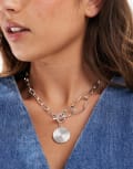 [Accessorize] Accessorize sterling silver plated chunky disc chain necklace in silver No Size SILVER