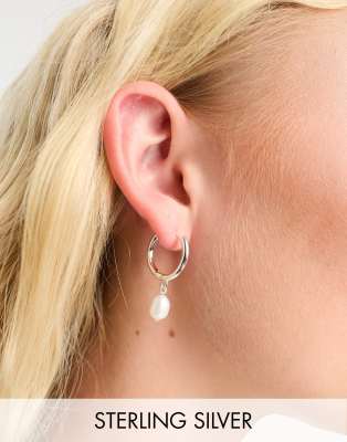 Accessorize Accessorize sterling silver plated faux pearl hoop earrings