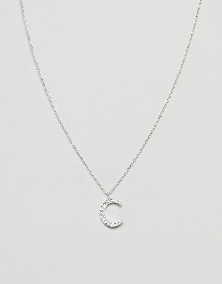 Accessorize Sterling Silver Swarovski half moon stud necklace