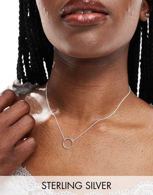 Accessorize - Sterling zilveren ketting met cirkelvormig hangertje in zilver