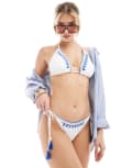 [Accessorize] Accessorize stitch detail triangle bikini top in white 10 WHITE