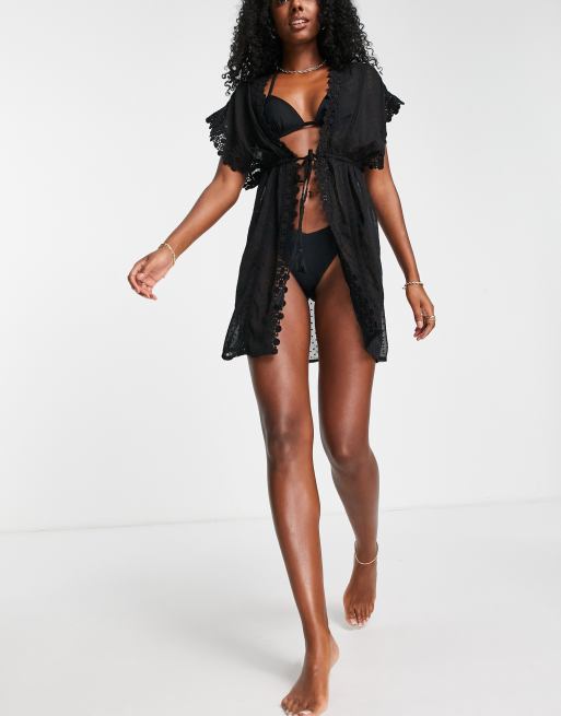 Accessorize – Strand-Kimono in Schwarz , 4 von 4