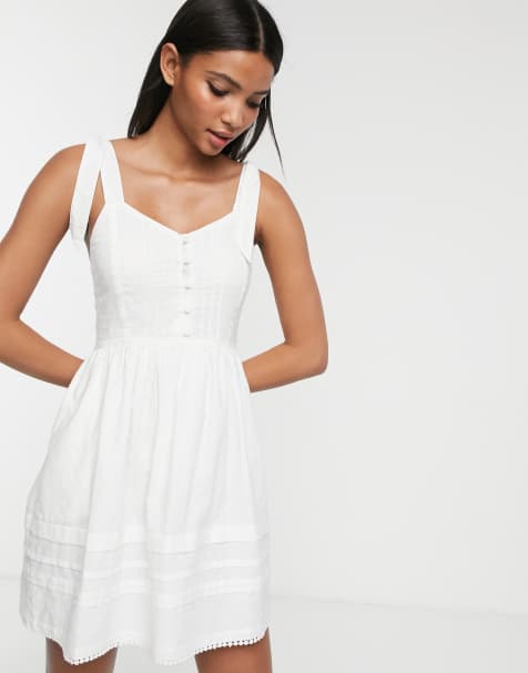 Accessorize – Strand-Midikleid mit Knöpfen in Weiß