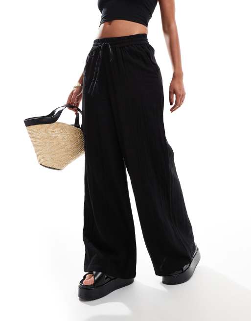 Accessorize - Strandbroek met wijde pijpen in zwart