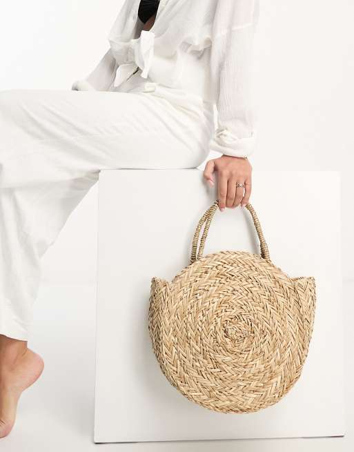 Circle straw sales tote bag