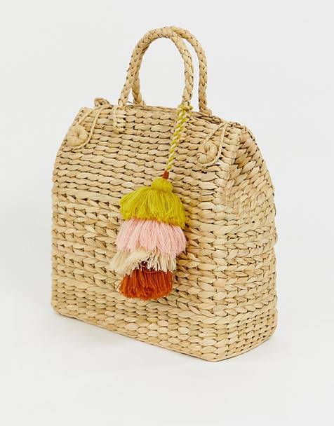 Accessorize straw effect basket tote bag
