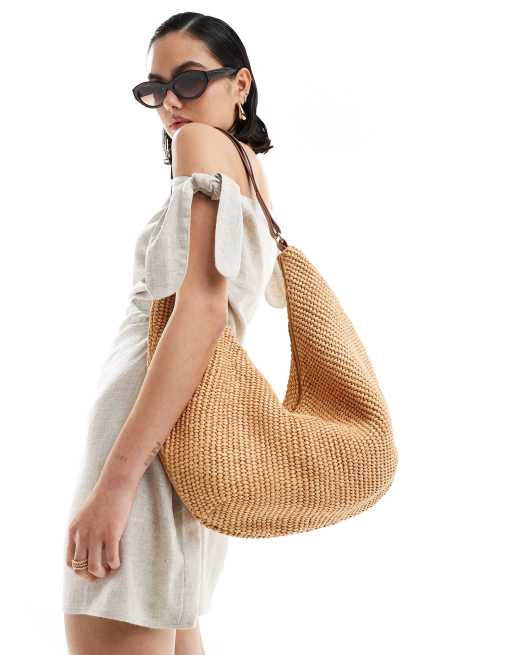 Accessorize straw oversized shoulder bag in natural ASOS