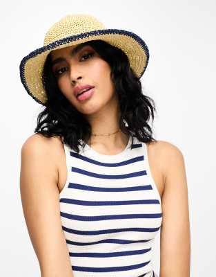 Accessorize stripe edge bucket hat in cream