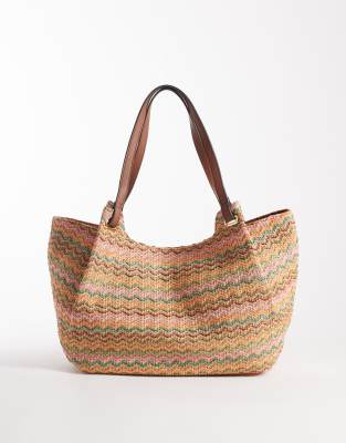 Accessorize stripe large shoulder bag in multi