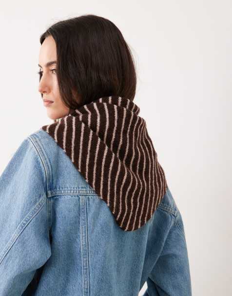 Accessorize stripe triangle scarf in chocolate brown - view 1
