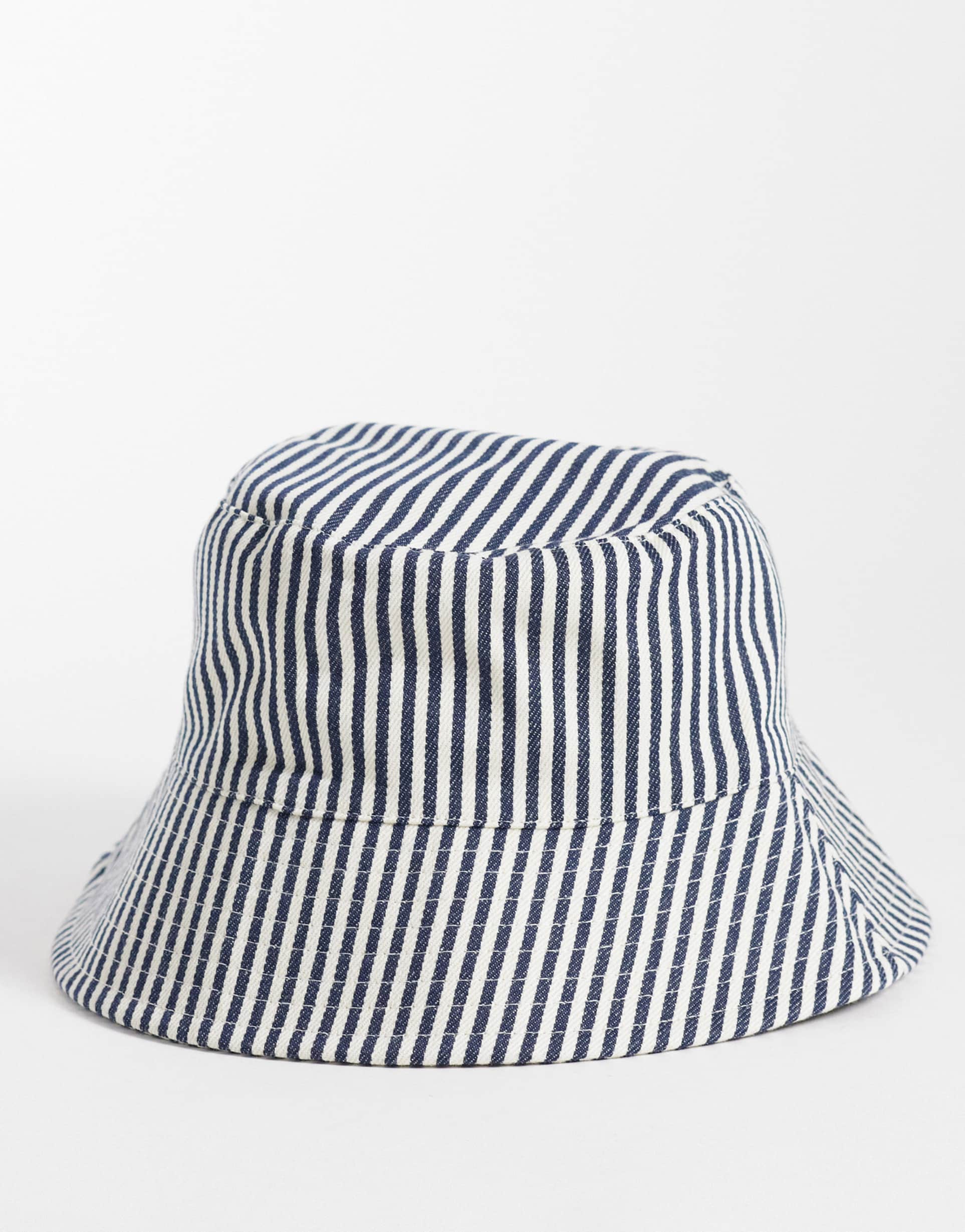 accessorize striped bucket hat in navy and white