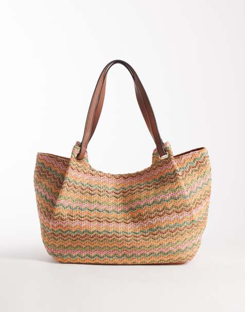 Accessorize striped large shoulder bag in multi - view 1