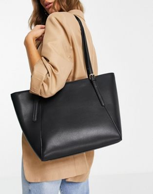 Accessorize structured tote bag in black faux suede mix