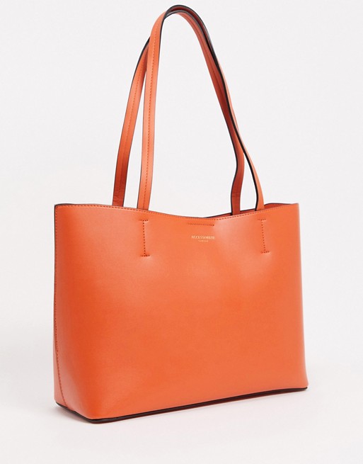 Accessorize structured tote bag in orange