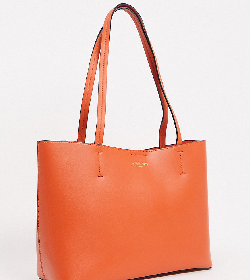 Accessorize structured tote bag in orange