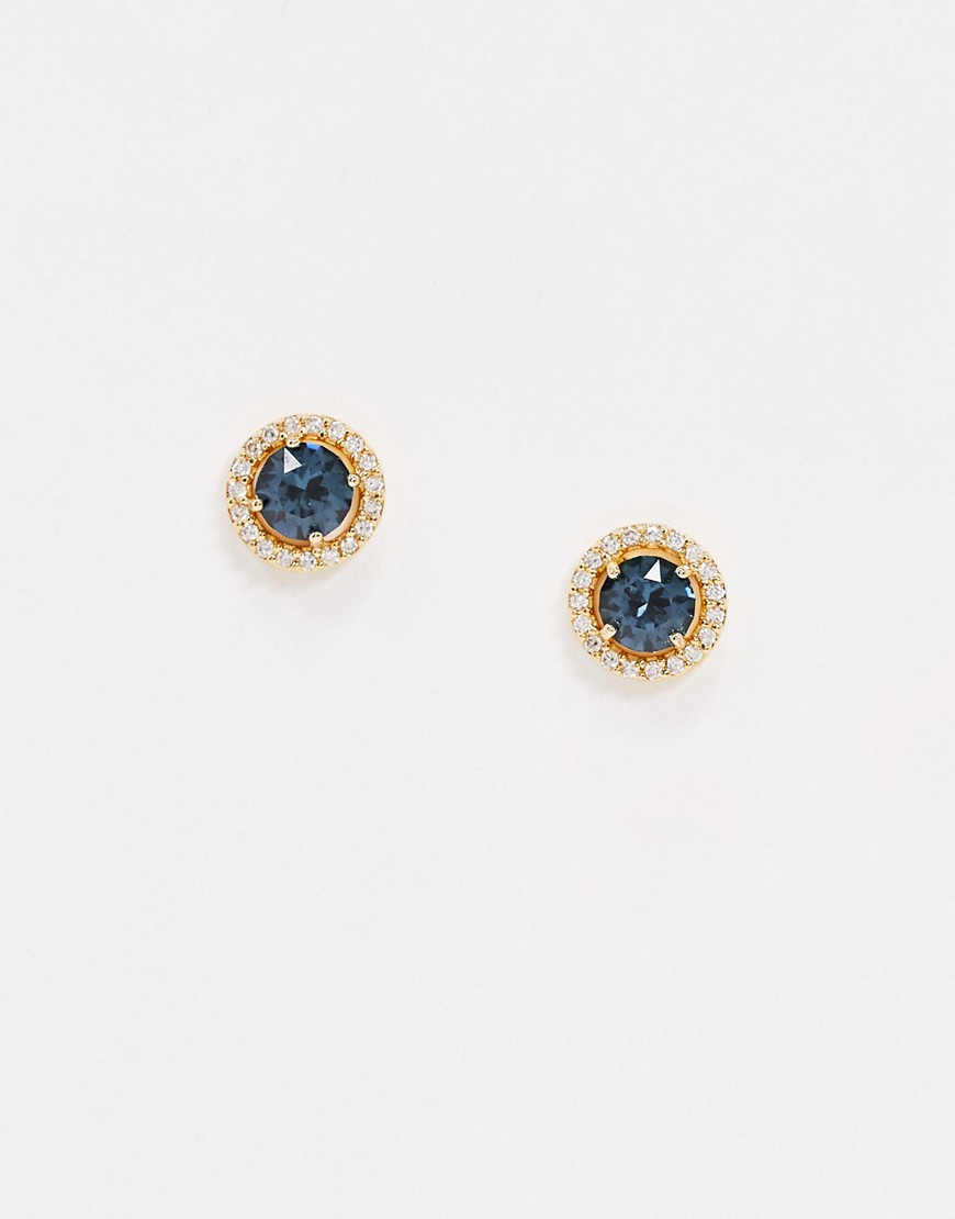 Accessorize stud earrings in gold with montana stone