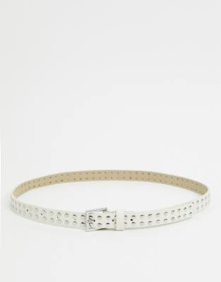 white studded belt