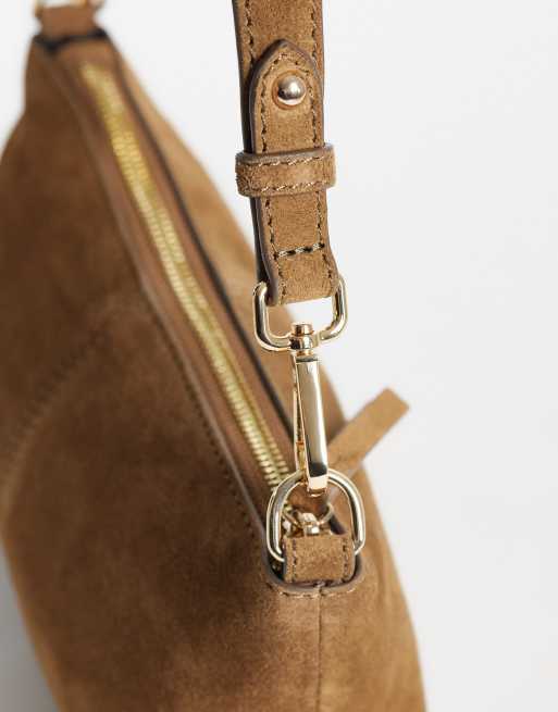 Accessorize suede handheld shoulder bag with crossbody strap in tan, 2 of 4