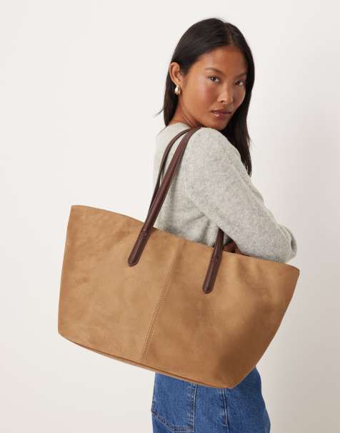 Accessorize suedette tote bag in beige - view 1