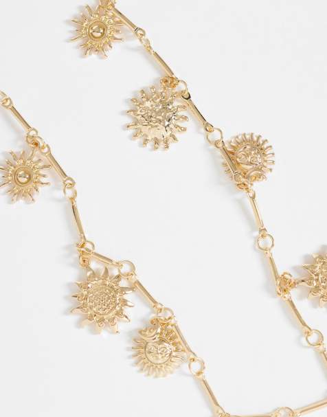 Accessorize sun charm belly chain in gold tone - view 1